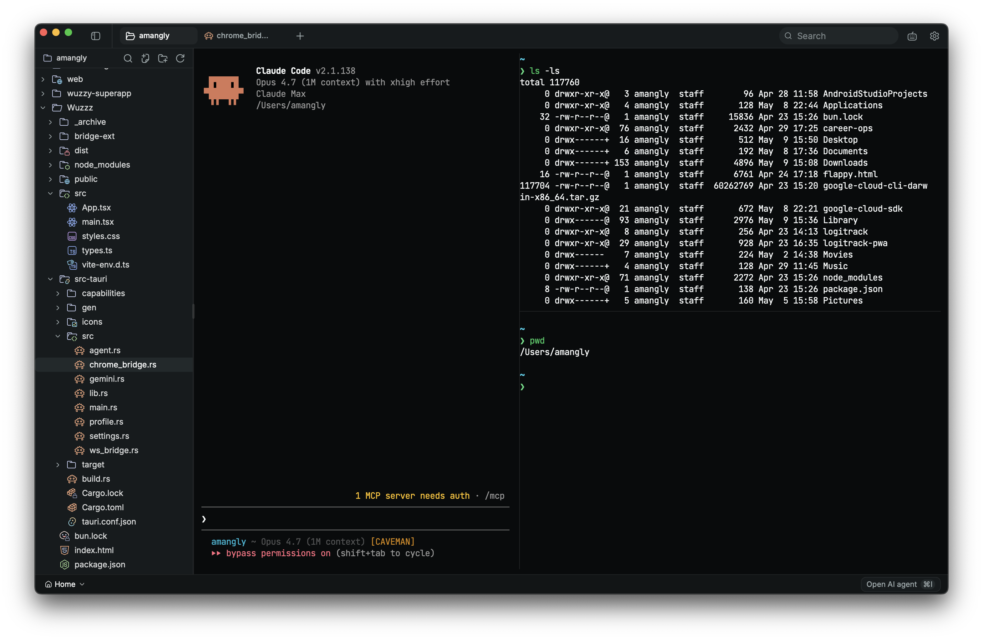 Kai terminal with split panes